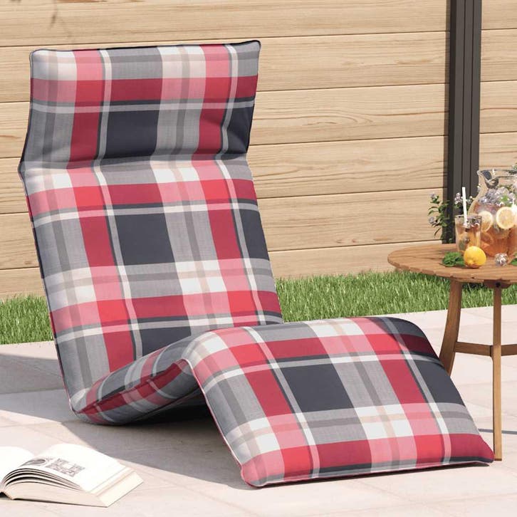 vidaXL Opvouwbare ligstoel Rood Geruit Patroon 175x54x8,5 cm, Tuin en Terras, Ligbedden, Nieuw, Verzenden