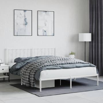 vidaXL Bedframe met hoofdbord metaal wit 160x200 cm, Huis en Inrichting, Verzenden, Wit, 200 cm, Metaal