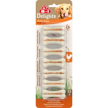 6x 8in1 Delights Bones Strong Kip XS 7 stuks, Verzenden, Nieuw
