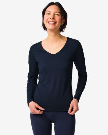 HEMA Dames T-shirt slim fit v-hals donkerblauw 2 voor 24.99, Verzenden, Nieuw
