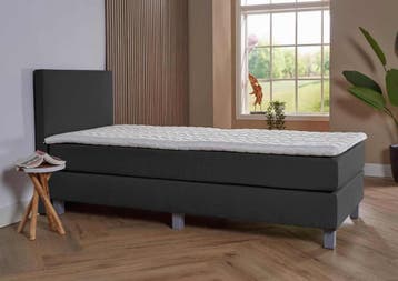 ACTIE! 1-Persoons boxspring Pamplona 90 200 Zwart, 90 cm, Eenpersoons, Verzenden, Zwart