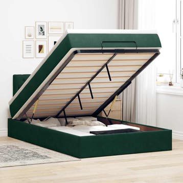 vidaXL Bed poef met matras 120x190 cm fluweel donkergroen, Verzenden, Nieuw, 190 cm of minder, Twijfelaar