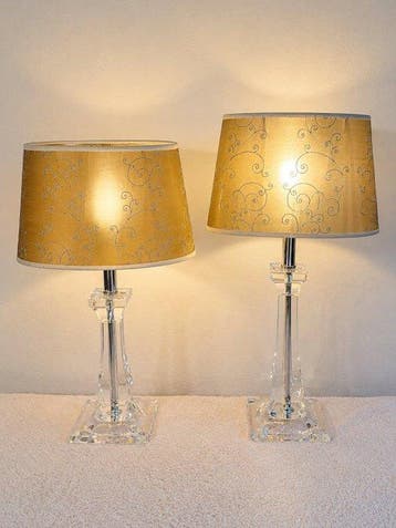 Tafellamp (2) - Glas, Metaal, Textiel