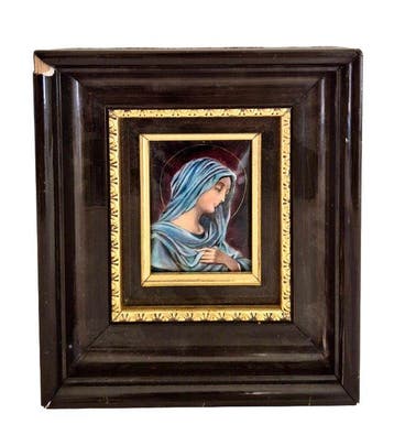 Limoges - F.J Carmona - Reliëf, La vierge Marie - 20 cm -