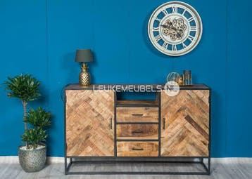 Dressoir Mango-Excellent visgraat., Huis en Inrichting, 100 tot 150 cm, Overige materialen, Nieuw, Ophalen of Verzenden