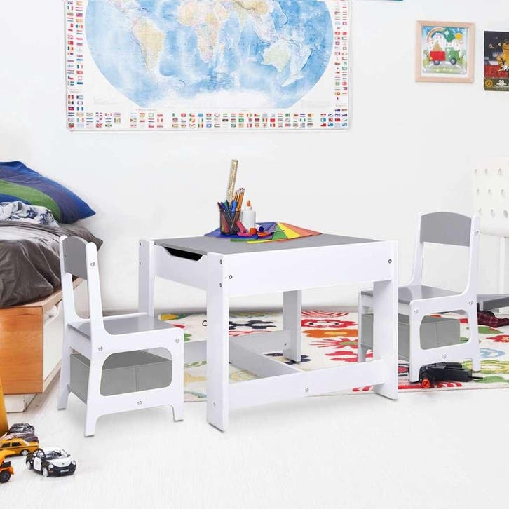 vidaXL Kindertafel met 2 stoelen MDF wit, Kinderen en Baby's, Kinderkamer | Overige Meubels, Nieuw, Verzenden