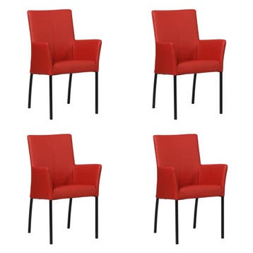 Set van 4 Leren eetkamerstoelen Comfort met armleuning -, Huis en Inrichting, Stoelen, Ophalen of Verzenden, Nieuw, Leer