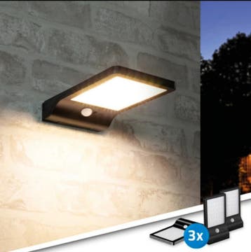 Solar wandlamp Slim - Voordeelset van 3 - Zwart, Zonne-energie, Kunststof, Verzenden, Wandlamp