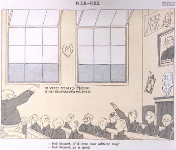 Mussert en de NSB in het onderwijs op spotprent (Lithos), Verzenden