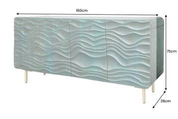 Design Dressoir WAVE 160cm turquoise mangohout massief hout, Ophalen of Verzenden, Nieuw