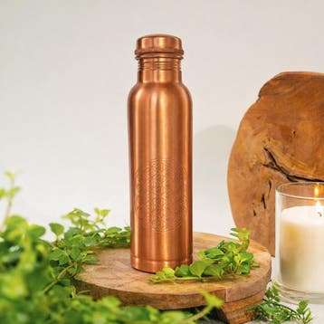 Puur koperen fles flower of life zijde finish zonder, Ophalen of Verzenden, Nieuw