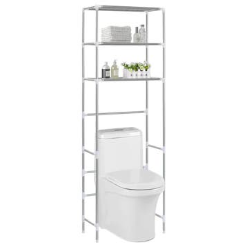vidaXL Opbergrek voor boven toilet 3-laags 53x28x169 cm, Verzenden, Nieuw, Zilver