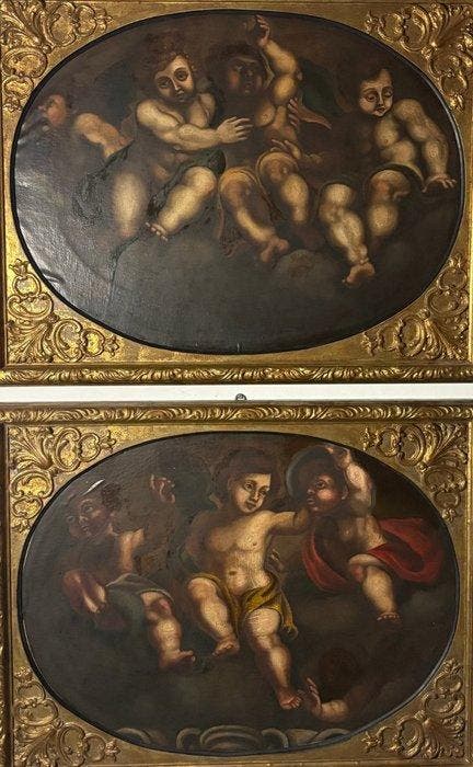 Italiaanse school (XVII) - Putti, Antiek en Kunst, Kunst | Schilderijen | Klassiek