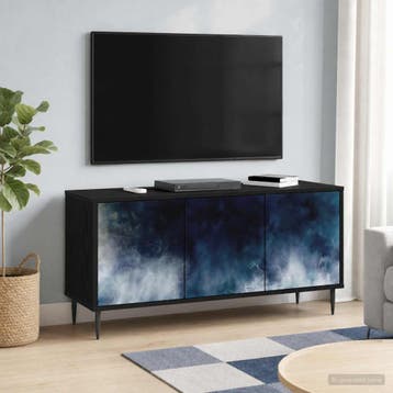 vidaXL Tv-meubel RAALTE 102 x 33 x 51 cm Zwart eiken Bewerkt, Minder dan 50 cm, Verzenden, Nieuw, Minder dan 100 cm