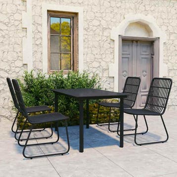 vidaXL 5-delige Tuinset poly rattan en glas, Verzenden, Nieuw, 4 zitplaatsen, Tuinset