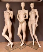 3 x dames etalagepop gestyleerd hoofd wit, Ophalen of Verzenden