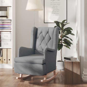 vidaXL Fauteuil met massief rubberwood schommelpoten stof, Verzenden, Nieuw