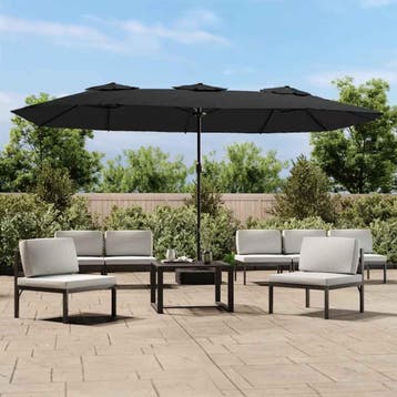 vidaXL Parasol dubbel dak 449x265 cm zwart, Verzenden, Nieuw, 2 tot 3 meter