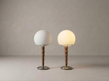 Tafellamp (2) - Set van twee paddenstoel-lampen met golvende