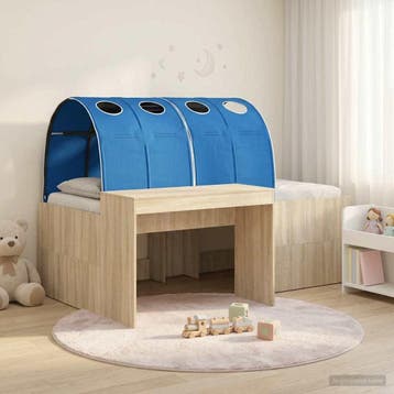 vidaXL Bed met Tunnel 3 st Sonoma eiken en blauw Bewerkt, Verzenden, Nieuw, Bruin, Hout