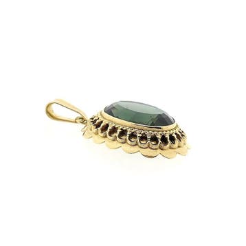 Gouden hanger met groene toermalijn (Hanger of bedel), Ophalen of Verzenden, Gebruikt, Goud, Overige merken