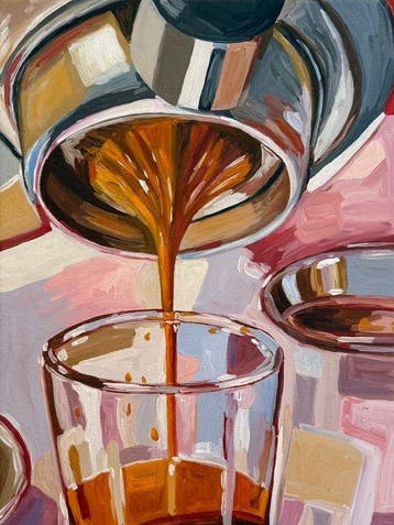 Cansu Rossi - Espresso Bloom - Oil Painting