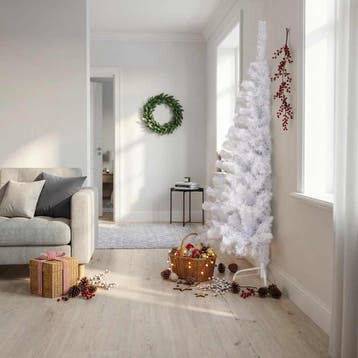 vidaXL Kunstkerstboom met standaard half 210 cm PVC groen, Verzenden, Nieuw