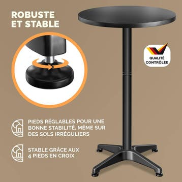 Statafel Zwart aluminium Ø60cm in hoogte verstelbaar, Verzenden, Nieuw