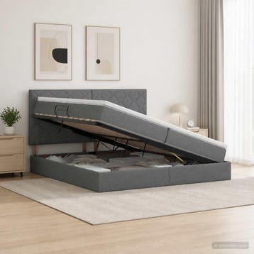 vidaXL Opslag bed met matras met opslag Donkergrijs 200 x, Huis en Inrichting, Slaapkamer | Bedden, Verzenden, Nieuw, Tweepersoons