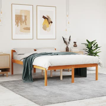 vidaXL Seniorenbed massief grenenhout wasbruin 120x190 cm, Bruin, Verzenden, Nieuw, 190 cm of minder