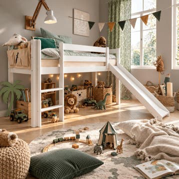 Infanskids Pino Halfhoogslaper Met Glijbaan Wit - Buitenmaat, Nieuw