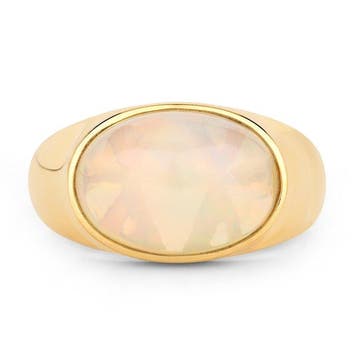 Ring - 14 karaat Geel goud - 4.50ct. tw. Opaal -, Sieraden, Tassen en Uiterlijk, Nieuw