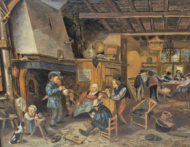 F.Schippers (XX) - Naar van Ostade., Antiek en Kunst, Kunst | Schilderijen | Klassiek