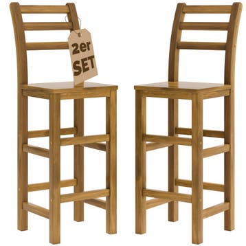 Barkruk met Rugleuning 2 Stuks Acaciahout (Barkrukken), Verzenden, Nieuw