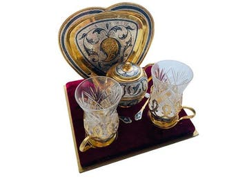 Silver-Gilt & Niello - Koffie- en theeservies (6) - .875 (84