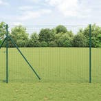 vidaXL Afrasteringspaal 2 pcs Groen Poedergecoat staal, Verzenden, Nieuw
