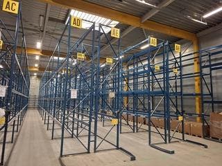 Partij palletstelling met gangpad geleiding, Zakelijke goederen, Kantoor en Winkelinrichting | Magazijn, Stelling en Opslag