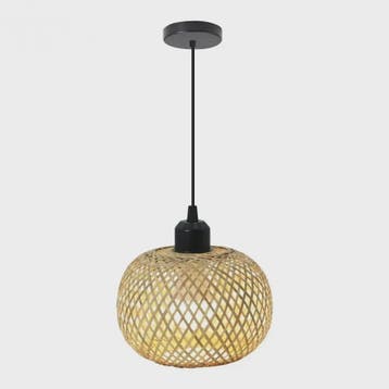 Retro Bamboe Hanglamp Bolvormig - Verstelbare Plafondlamp me, Huis en Inrichting, Verzenden, Nieuw