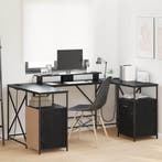 vidaXL Bureau met lade Zwart Eiken 182 x 101 x 87,5 cm, Huis en Inrichting, Bureaus, Verzenden, Nieuw