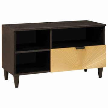 vidaXL TV-kast Zwart en Goud 80 x 33 x 46 cm Bewerkt hout, Huis en Inrichting, Verzenden, Nieuw