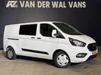 Ford Transit Custom 2.0 TDCI 131pk L2H1 Dubbele Cabine Euro6, Stof, Gebruikt, Wit, Dealer onderhouden