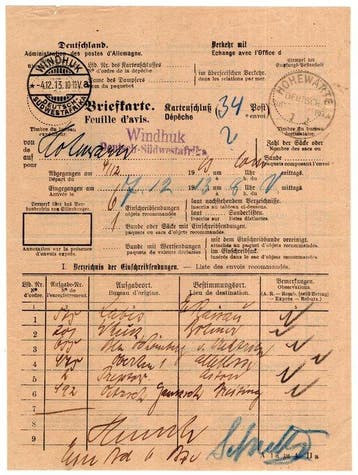 Duits Zuid-West-Afrika 1913 - Postkaart Windhoek - Hohewarte, Gestempeld