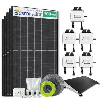 Zonnepanelen Pakket Platdak 3.5 kW 5x 700Wp Micro-omv., Ophalen of Verzenden, Nieuw