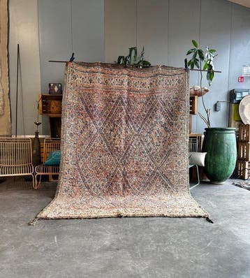 Vintage Marokkaans Boujad Tapijt – Handgeweven Berberwol -, Huis en Inrichting, Stoffering | Tapijten en Kleden, Nieuw