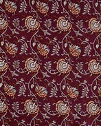 Katoen Voile Bloemen & Bladeren Bordeaux Rood, Nieuw, Rood