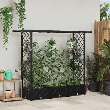 vidaXL Verhoogd Bed met Trellis en Dak Zwart 164 x 40 x 121, Verzenden, Nieuw, Minder dan 60 cm, 60 cm of meer