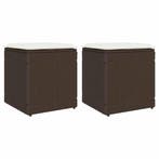 vidaXL Tuinkrukken met kussens 2 st 40x40x43 cm poly rattan, Verzenden, Nieuw