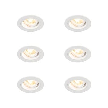Set van 6 Inbouwspot rond wit draai- en kantelbaar - Chuck, Verzenden, Nieuw