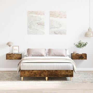 vidaXL Bedframe zonder matras spaanplaat gerookt eiken, Bruin, Verzenden, Hout, Nieuw