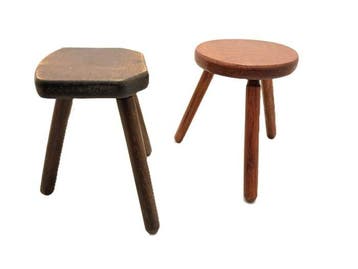Kruk - Hout - Twee melk krukjes